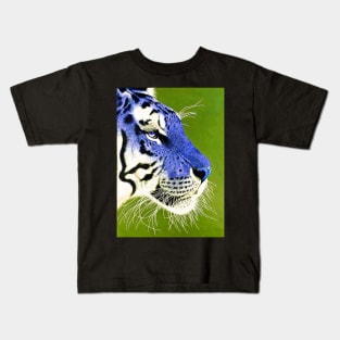 Ultramarine blue and white siberian tiger Kids T-Shirt